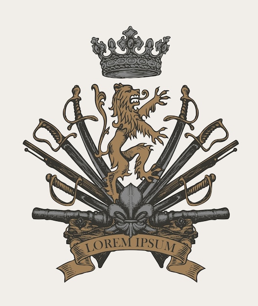 royal coat of arms with armors