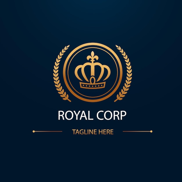 Vettore design del logo della royal corporation logo vettoriale editabile design elegante dell'etichetta design del distintivo