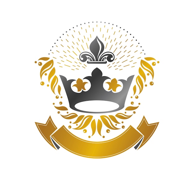 Royal crown embleem. heraldische vector ontwerpelement. retro-stijl label, heraldiek logo. antieke logo geïsoleerd op een witte achtergrond.