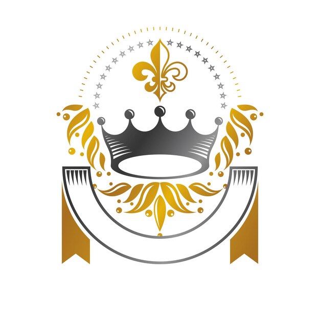 Vector royal crown embleem. heraldische vector ontwerpelement. retro-stijl label, heraldiek logo. sierlijke logo geïsoleerd op een witte achtergrond.