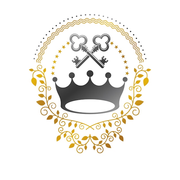 Vector royal crown emblem. heraldic coat of arms decorative logo isolated vector illustration. retro logotype on white background.