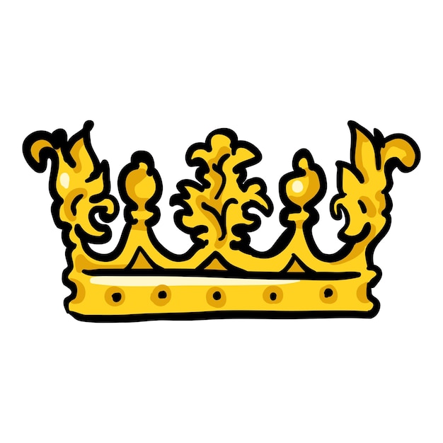 Vettore iconica di doodle disegnata a mano della corona reale