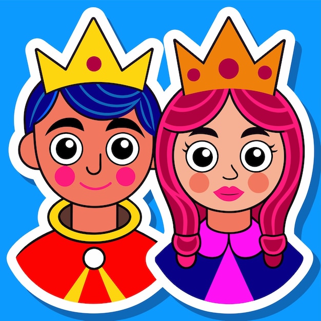 Royal crown king monarchy kingdom hand drawn cartoon character sticker icon concept isolated