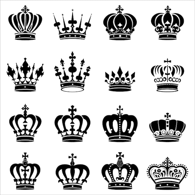 Vector royal crown pack silhouette vector illustration
