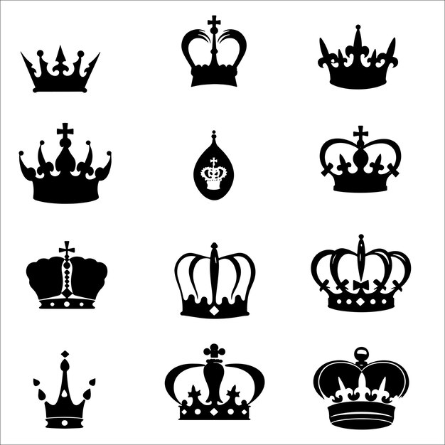 Vector royal crown pack silhouette vector illustration