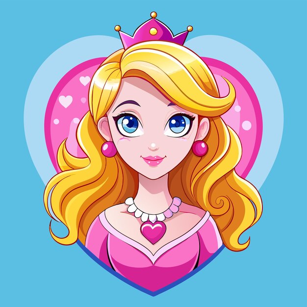 Vector royal crown princess hand drawn flat stylish mascot cartoon character drawing sticker icon concept