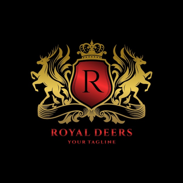 Royal deer crest logo sjabloon