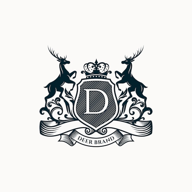 Modello di logo royal deer crest