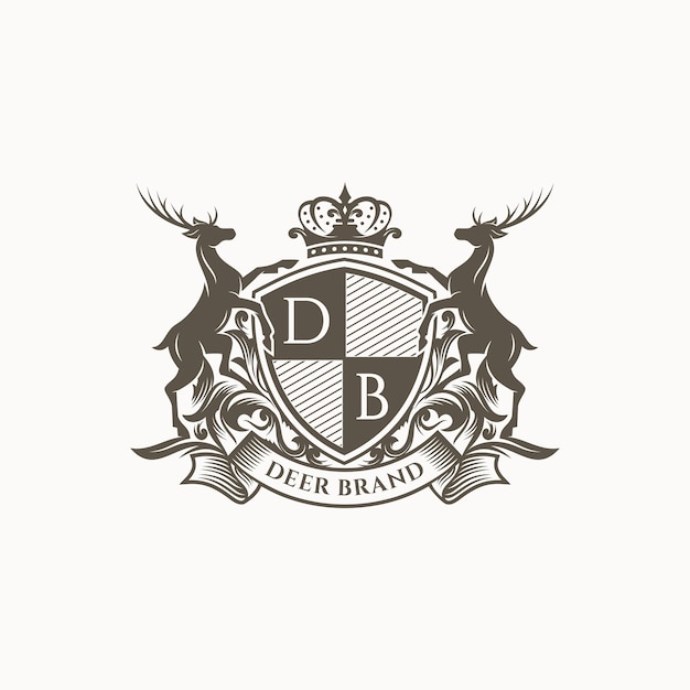 Vector royal deer crest logo template