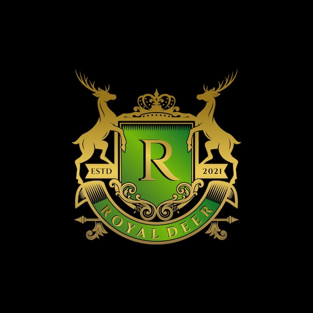 Vettore modello di logo royal deer crest