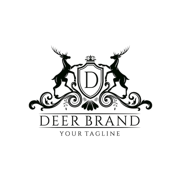 Royal deer crest logo template