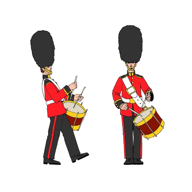 Vector a royal drummer wearing a bearskin hat festive military band