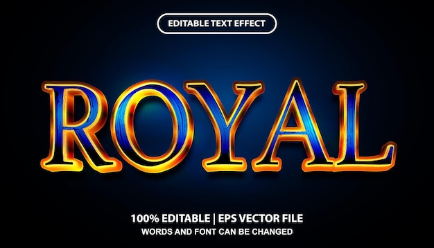 Royal editable text effect template, Blue gradient with luxury golden element font effect style