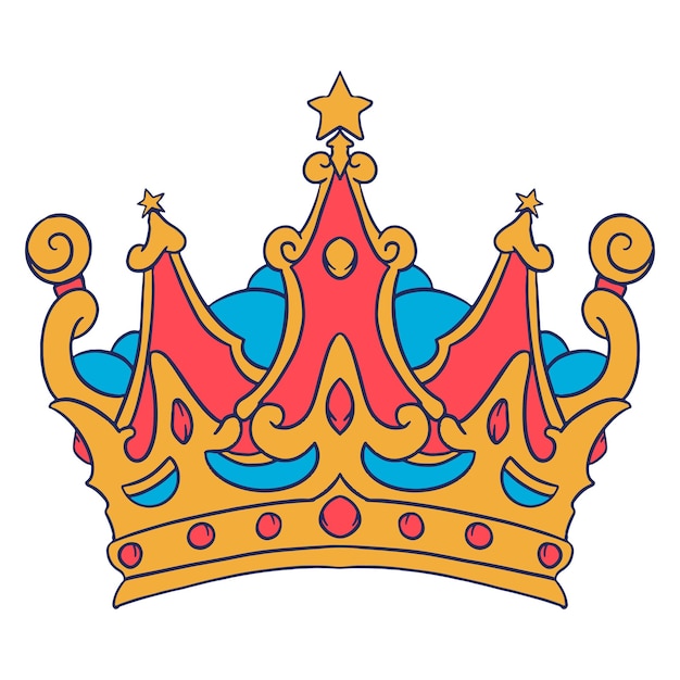 Королевская элегантная золотая корона Ручная иллюстрация