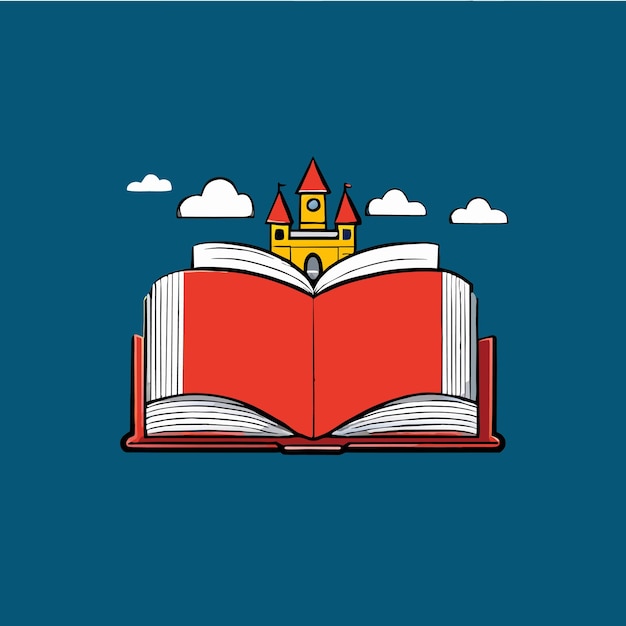 Royal fairy tale or castle open book vector illustration