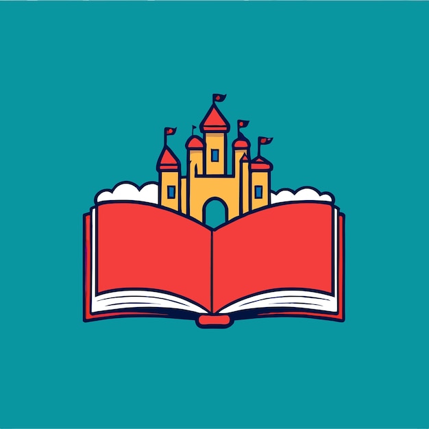 Royal fancy tale or castle open book vector illustration