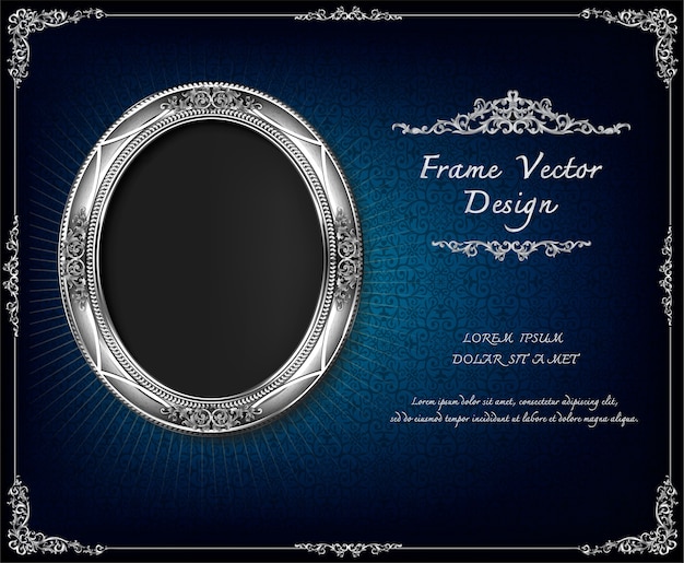 Royal frame on drake blue pattern background