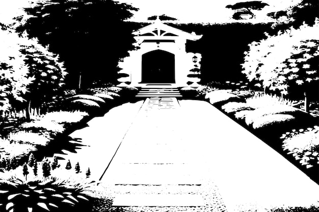 Vettore illustrazione vettoriale di texture nera del giardino reale sovrapposizione monocromatica sfondo grunge destressato