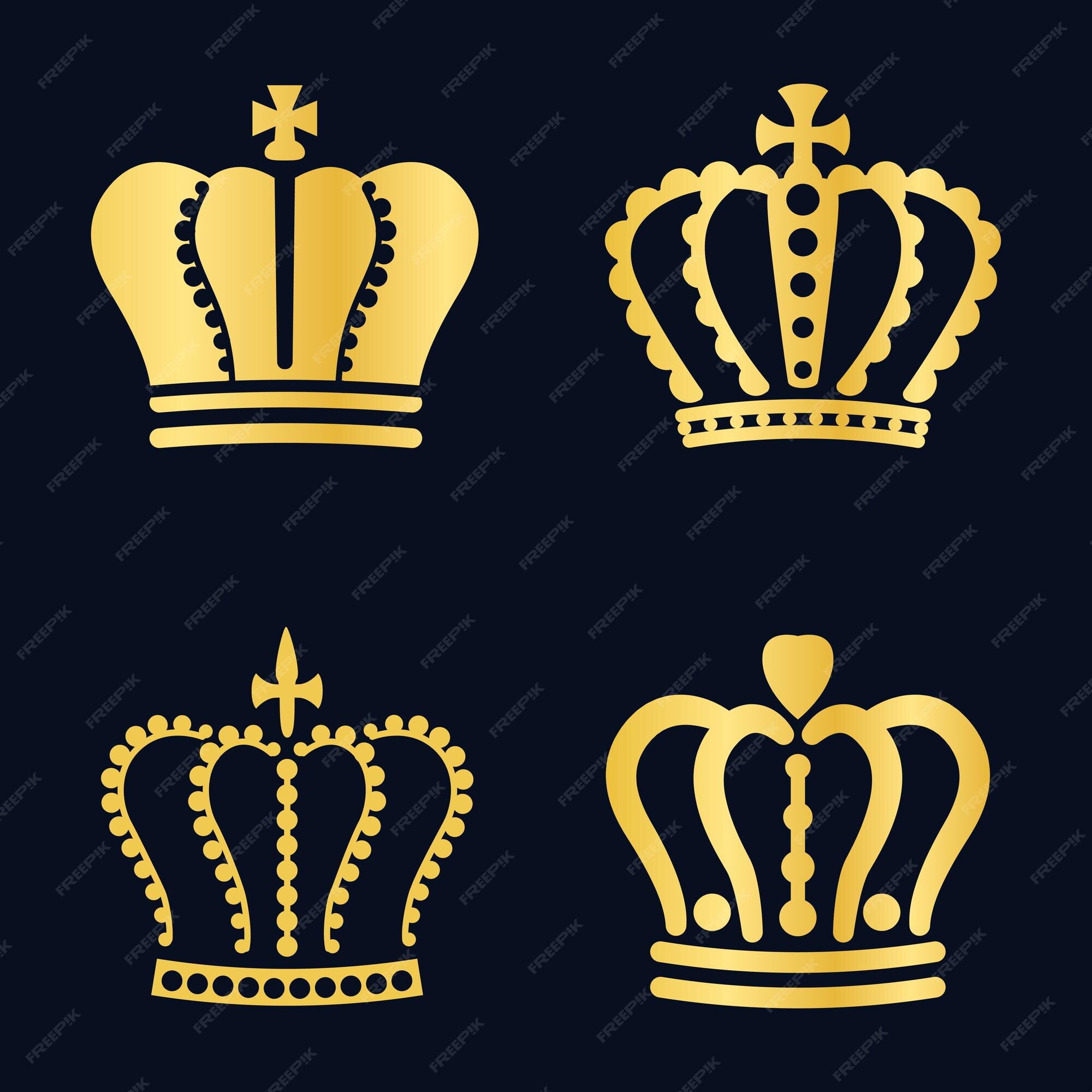 Kings and queens crowns elements set Royalty Free Vector