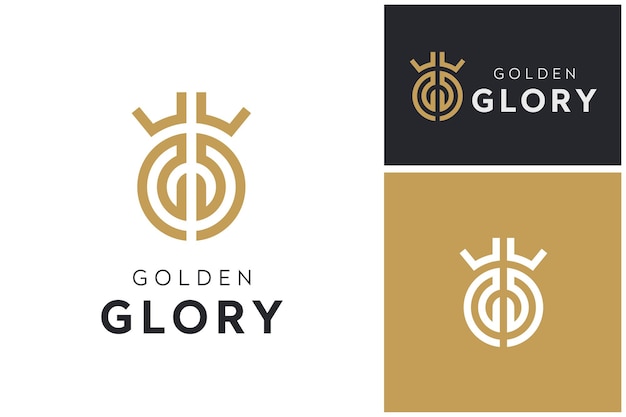 Royal Gold King Queen Crown Golden Initial Letter G Global Classic Luxury logo design