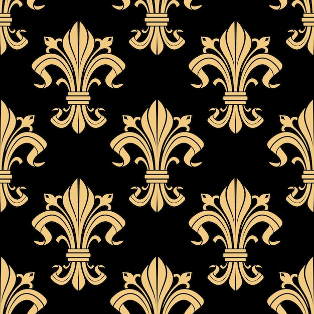 Vector royal golden fleurdelis seamless pattern