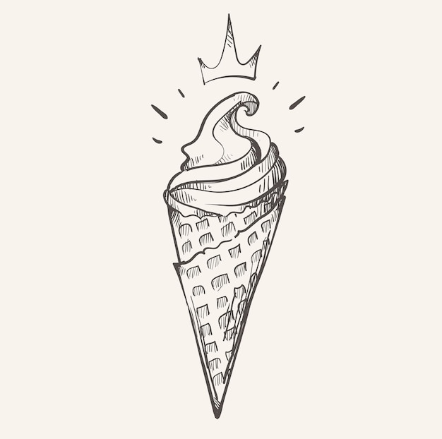 Royal Ice Cream Cone sundae sketch