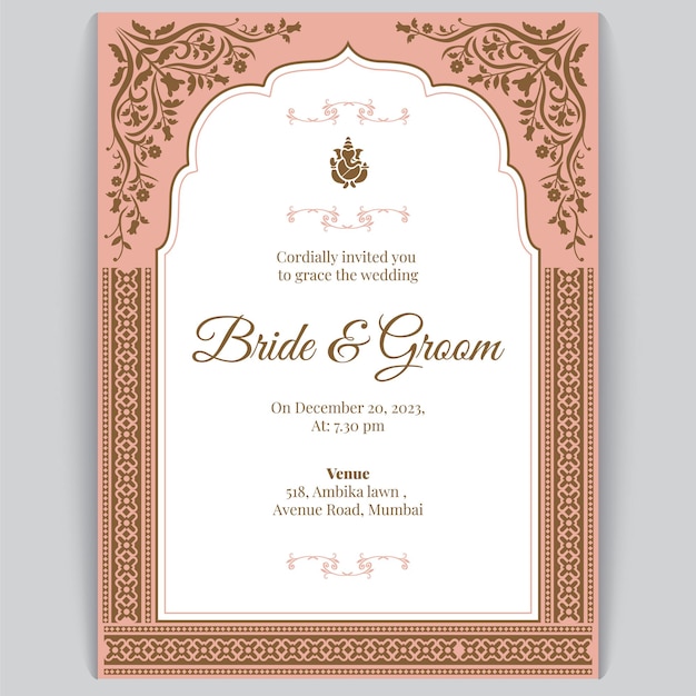 Royal indian wedding card design invitation template