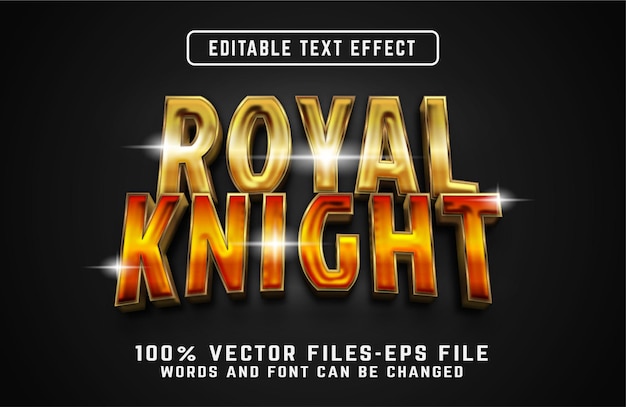 Royal knight 3d golden style text effect premium vectors