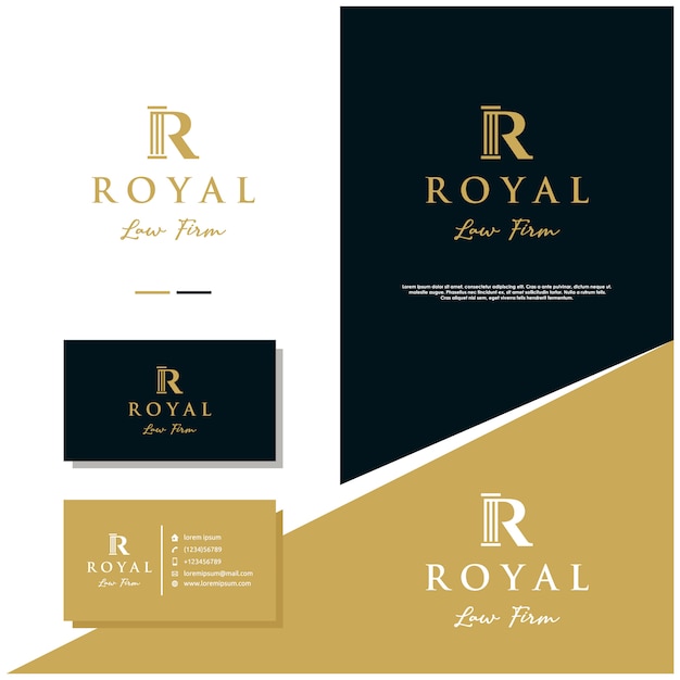 Vector royal law firm logo design  stock with business card design