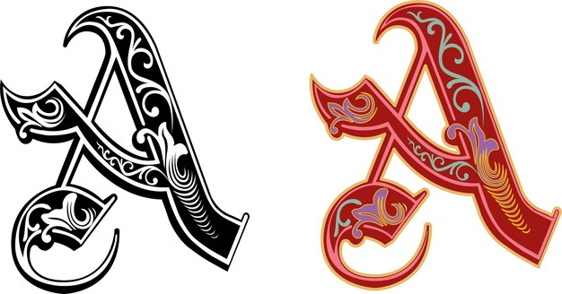Premium Vector | Royal letter a alphabet monogram. the fancy capital floral  initial red letters in renaissance luxury