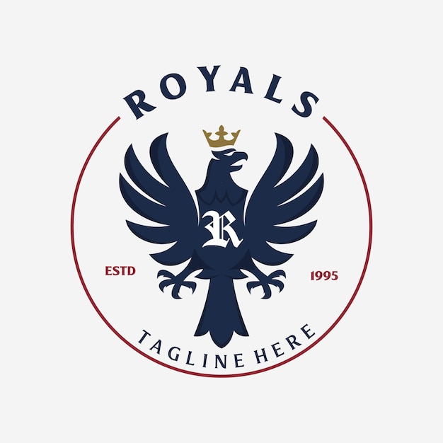 Royal letter emblem with Crowned American Eagle