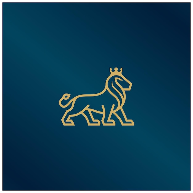 ロイヤルライオン剣のロゴ エレガントな動物のライン アイコニックなレオのシンボル 豪華なヘラルドリーのビジネスブランド