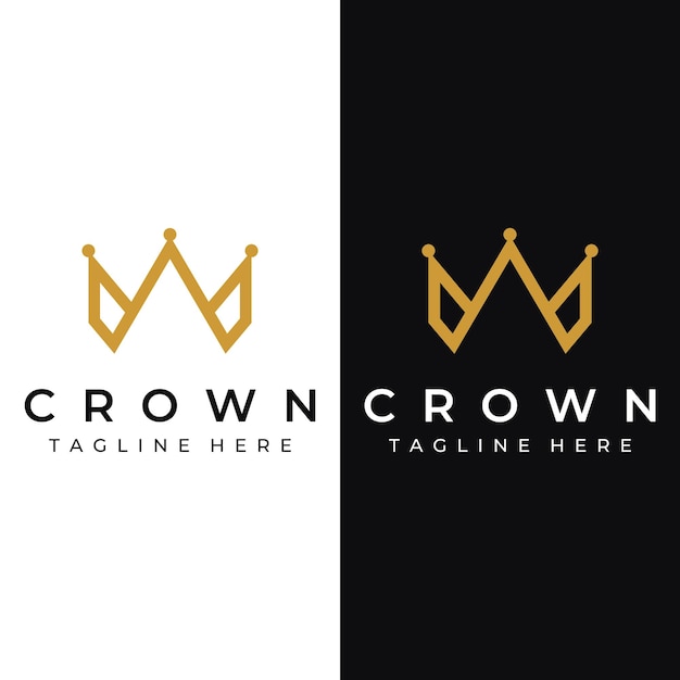 王室の豪華な王冠の抽象的なロゴのテンプレートのデザイン背景に分離されたエレガントでミニマリストなラインを持つモノグラムの王冠