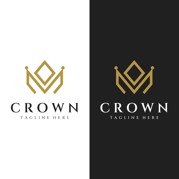 Corona di lusso reale modello astratto logo designcorona con monogramma con linee eleganti e minimaliste isolate sullo sfondo