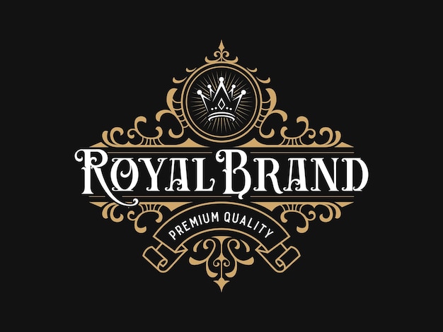Royal luxury logo with floral ornament