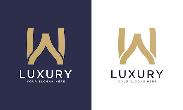 Royal premium letter w logo design vector template in gold color Beautiful logotype design for luxury company branding