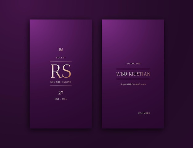 Royal Purple Luxury Vertical Business Card Editable Template