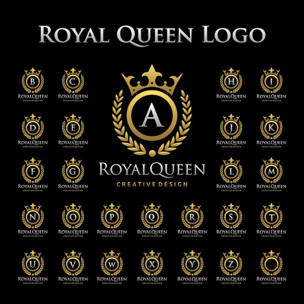 Royal queen logo in set alfabetico