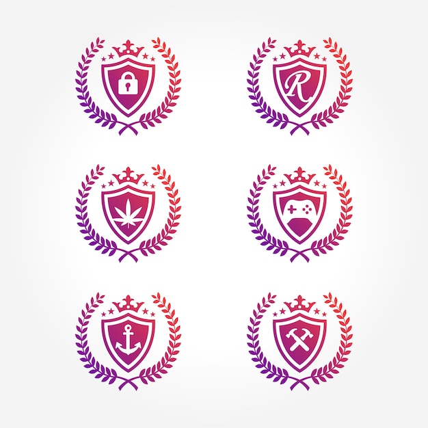 Royal shields design with laurel wreath