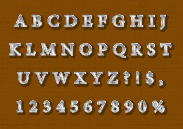 Set di alfabeti 3d in argento reale