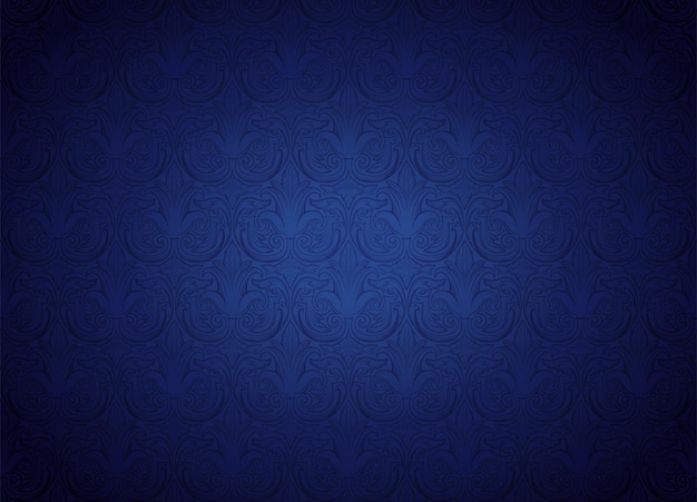 Royal vintage Gothic horizontal background in dark blue ultramarine with a classic antique ornament