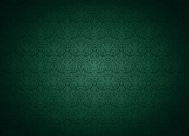 Вектор Королевский винтажный готический горизонтальный фон зеленого цвета с классическим античным орнаментом рококо