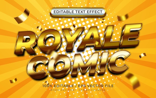 Вектор Эффект редактируемого текста royale comic shiny 3d