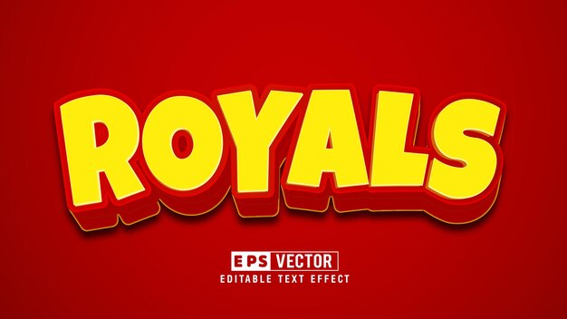 Royals 3d редактируемый векторный файл текстового эффекта с милым фоном