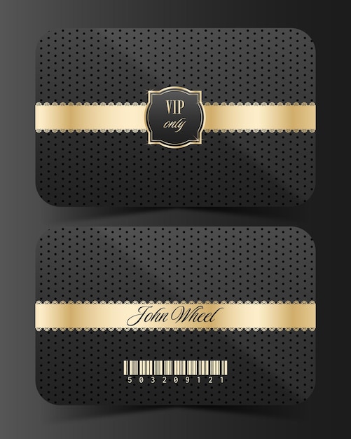 Royalty golden membership card front and back in vector illustration