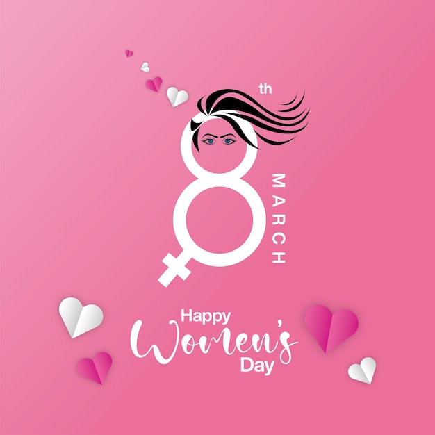 roze achtergrond Happy Women's Day Vector Social media postsjabloon