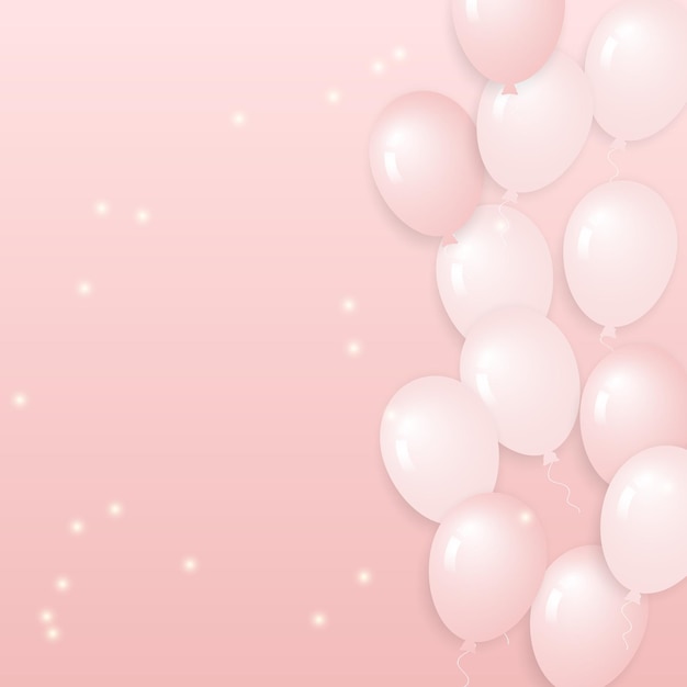 Roze achtergrond met ballonnen en glans in vectorillustratie