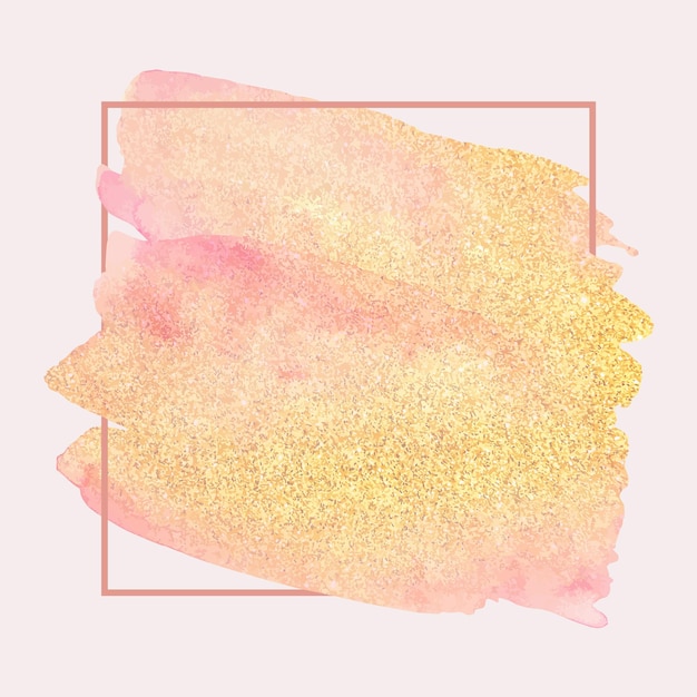 Roze aquarel en gouden glitter achtergrondframe