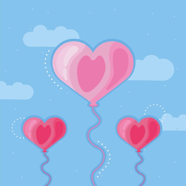 Roze ballonnen helium hartvorm
