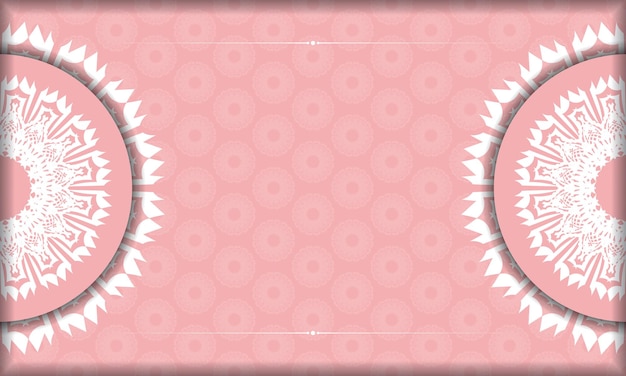 Roze banner met mandala wit ornament en plaats voor uw logo of tekst